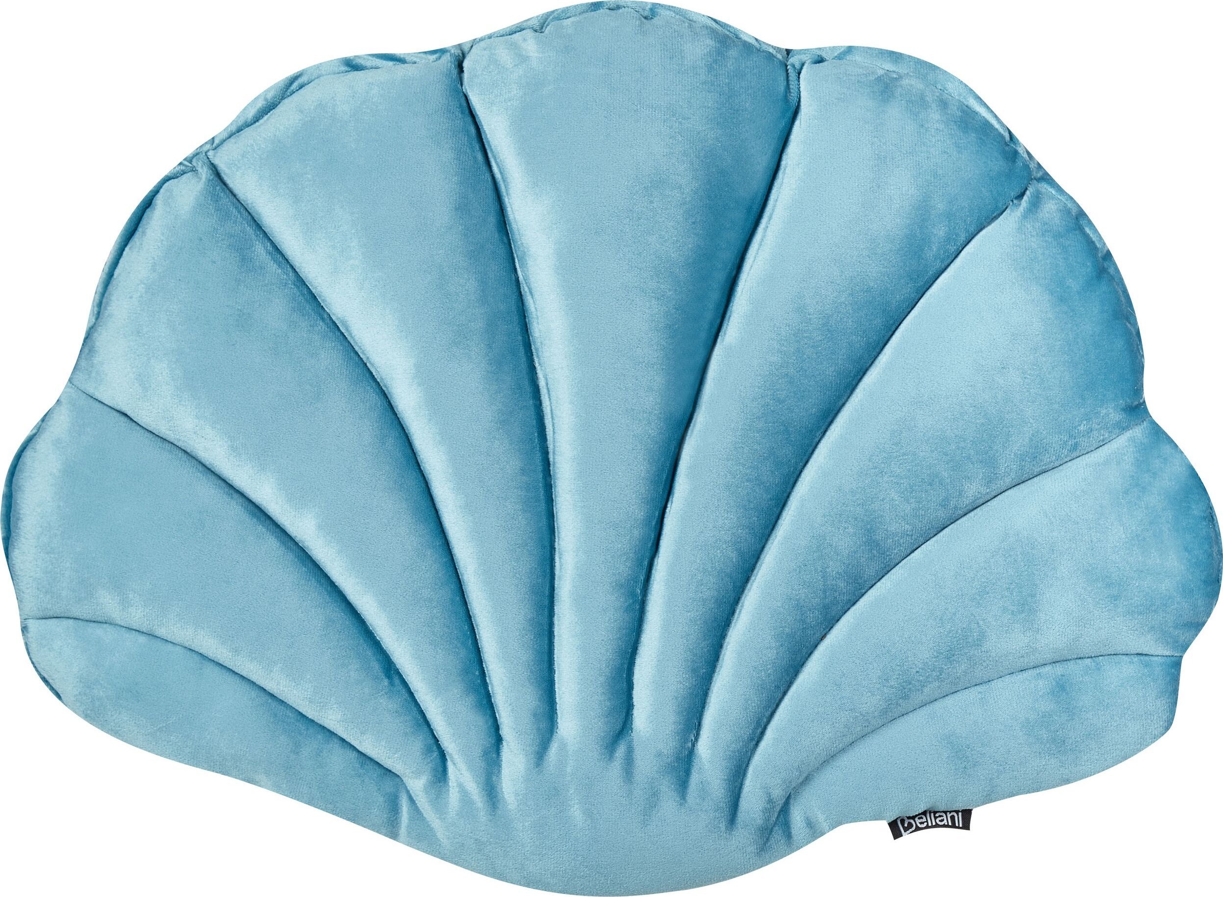 Beliani Poduszka dekoracyjna muszla welurowa 47 x 35 cm niebieska CONSOLIDA