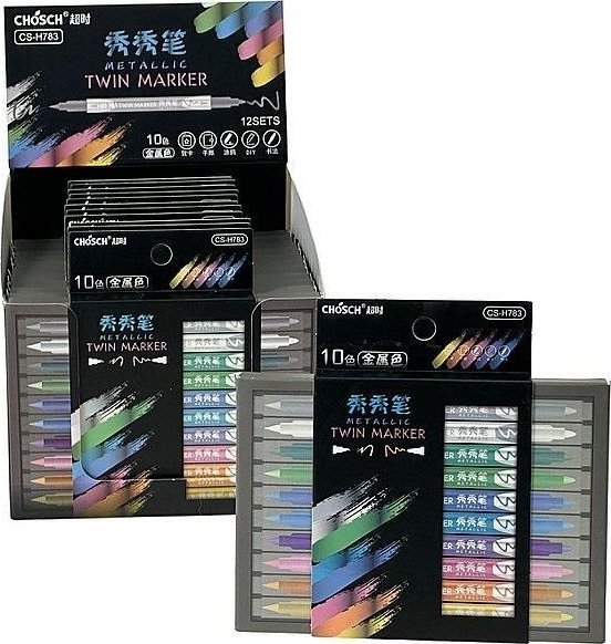 Flamastry dwustronne 10 kolorów