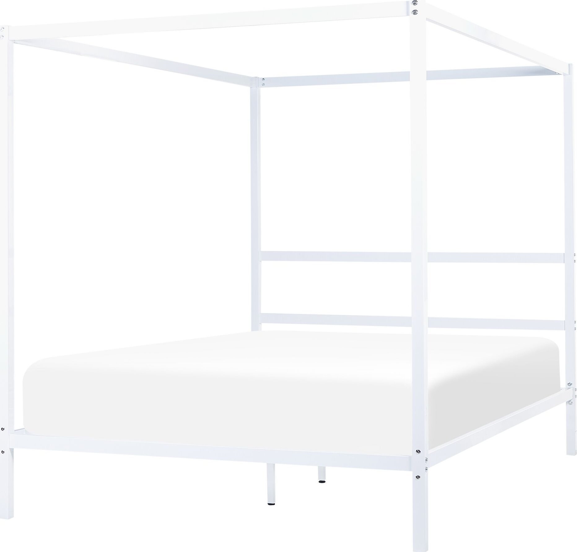 Beliani Łóżko metalowe z baldachimem 160 x 200 cm białe LESTARDS