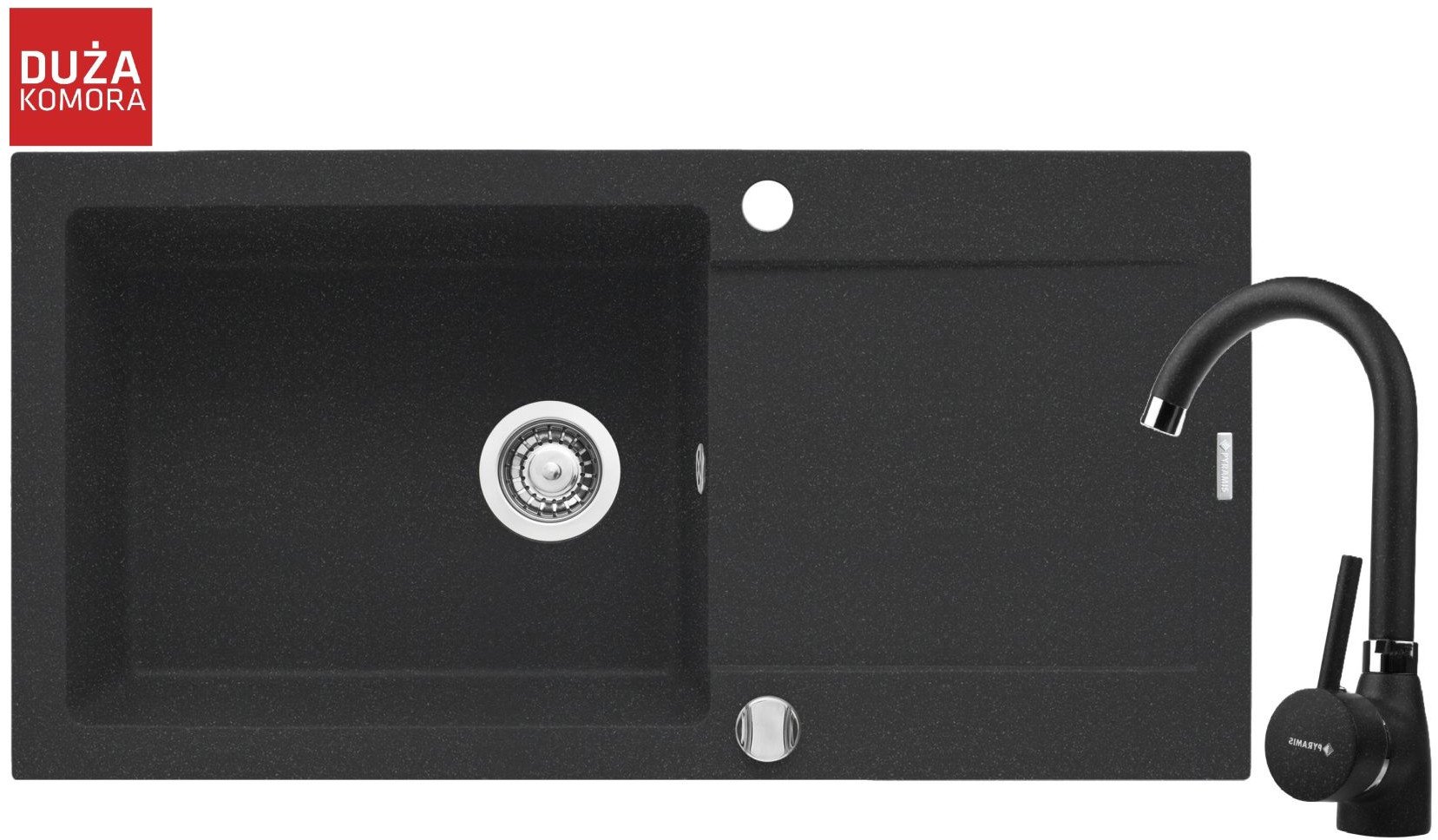 Pyramis Zlew. MIDO (100x50) 1B 1D czarny + bateria Bello