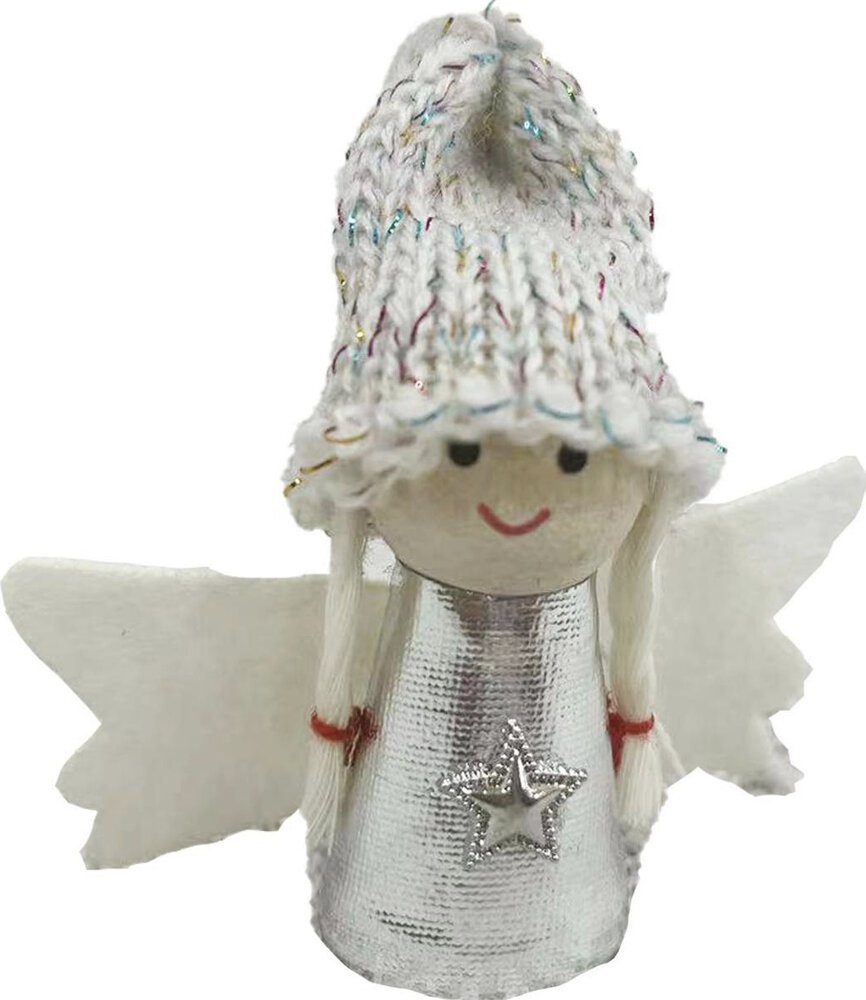 Saska Garden Zawieszka aniołek świąteczny srebrny 7cm