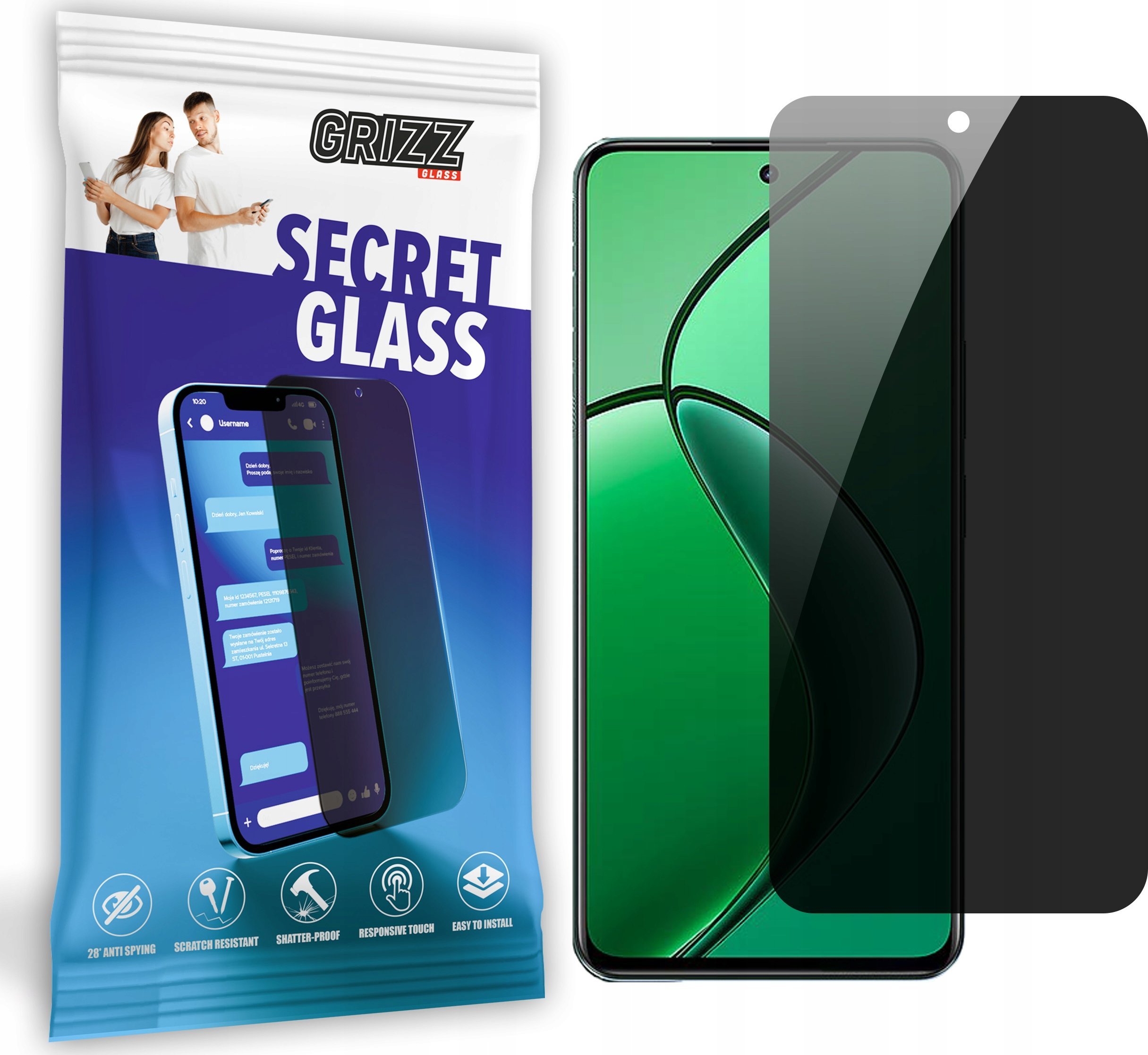 GrizzGlass Szkło prywatyzujące GrizzGlass SecretGlass do Realme 13 4G