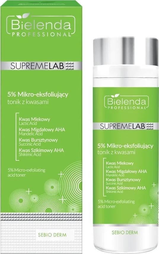 Bielenda SupremeLab Sebio Derm 5% Micro-Exfoliating 5% mikro-eksfoliujący tonik z kwasami 200ml