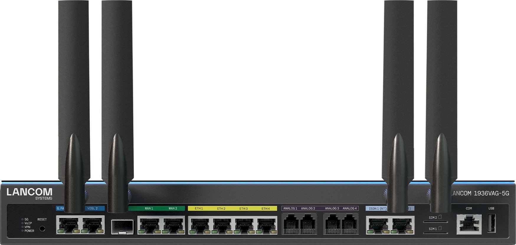 LANCOM 1936VAG-5G - Gateway - 1GbE, 5G - LTE - 5G - UMTS B1/B2/B4/B5/B8/B19/ LTE B1/B2/B3/B4/B5/B7/B8/B12/B13/B14/B17/B18/B19/B20/B25/B26/B28/B29/B30/