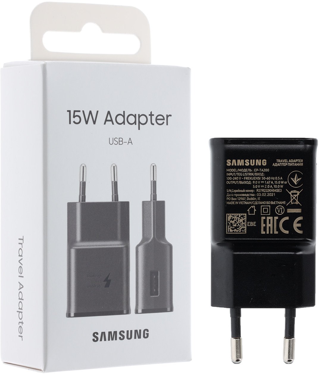 "Samsung 15W USB-A Fast Adapter EP-TA200 - Black"