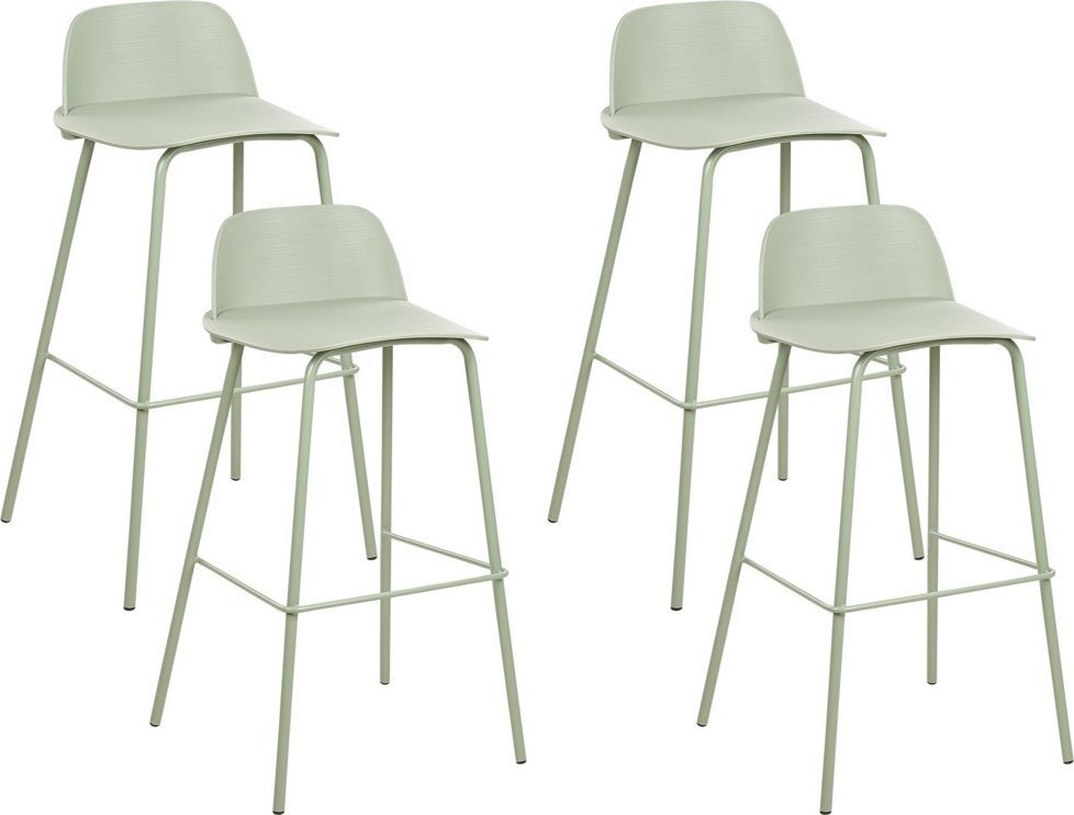 Beliani Zestaw 4 krzeseł barowych zielony MORA