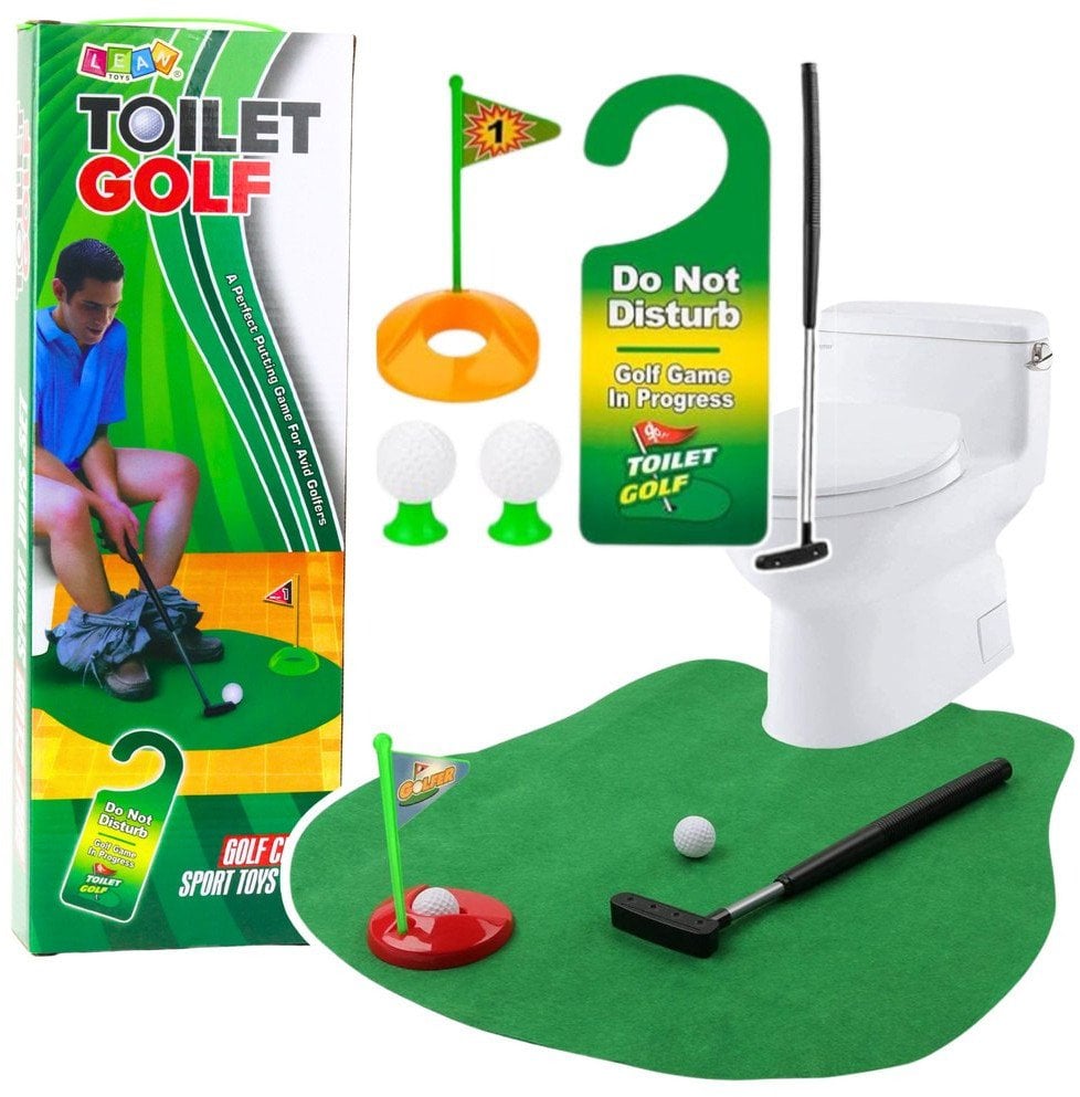 Zestaw Gra Zręcznościowa Golf Toaletowy Mata Kij Piłki Zawieszka Na Drzwi LEAN Toys