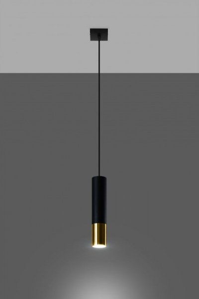 Lampa wisząca Sollux Lampa wisząca LOOPEZ 1 czarny/złoty