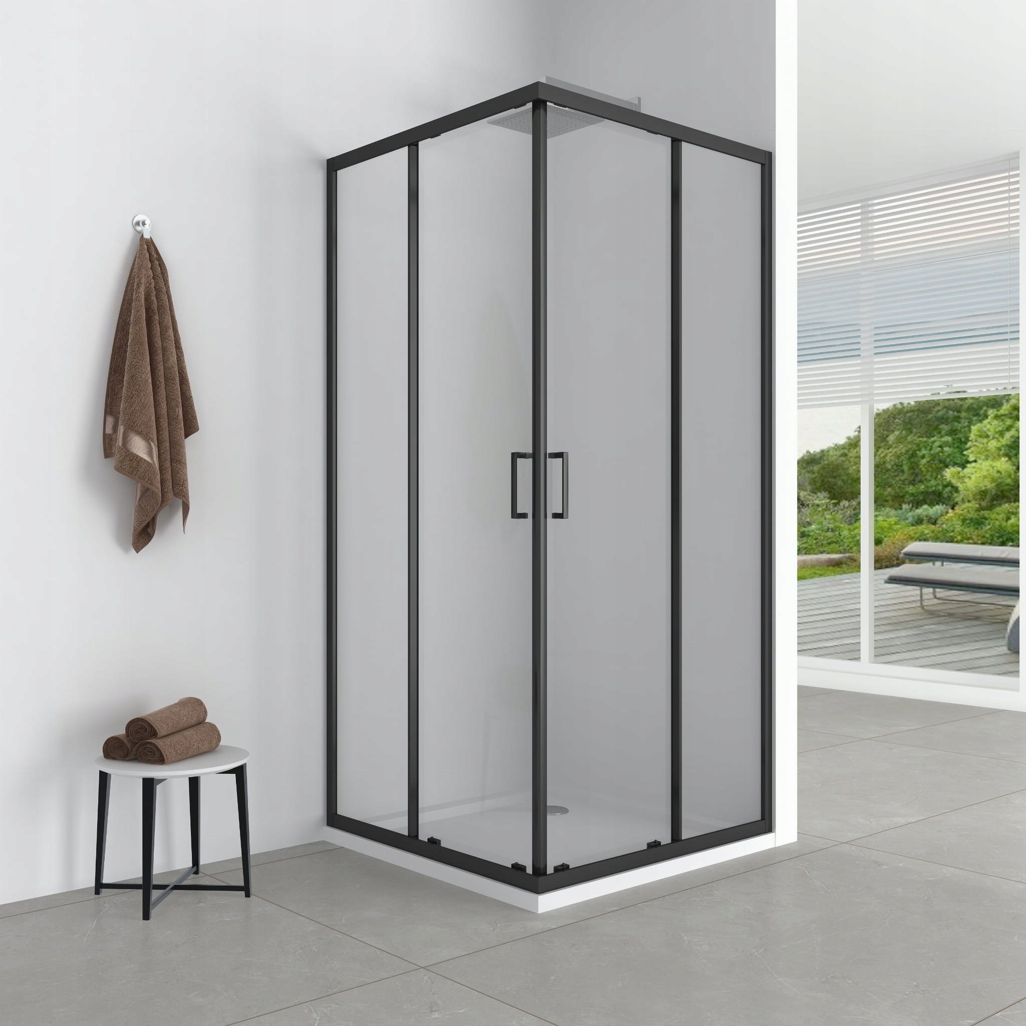 AQ.101-501115 / AQUAFORM / AZUL / KABINA KWADRATOWA 90/185 BLACK MATT, SZKŁO CZYSTE 5MM EASY CLEAN /