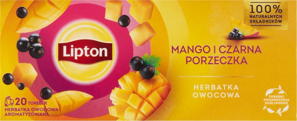 Lipton Lipton Herbatka owocowa mango i czarna porzeczka 34 g (20 torebek)