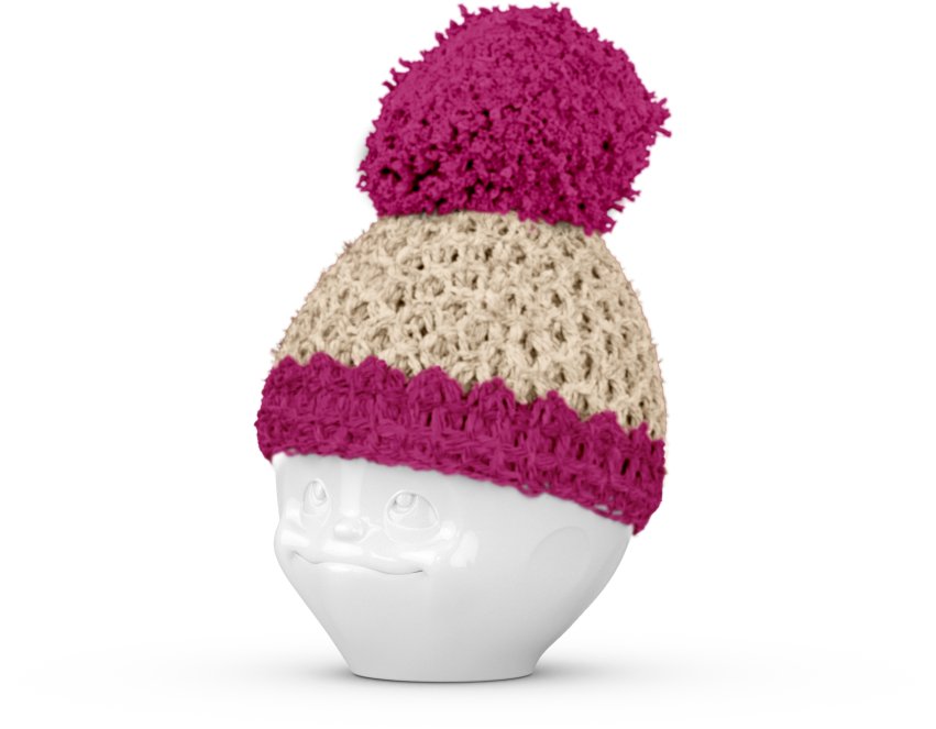 FIFTYEIGHT Eierbecher Mützchen elfenbein/fuchsia