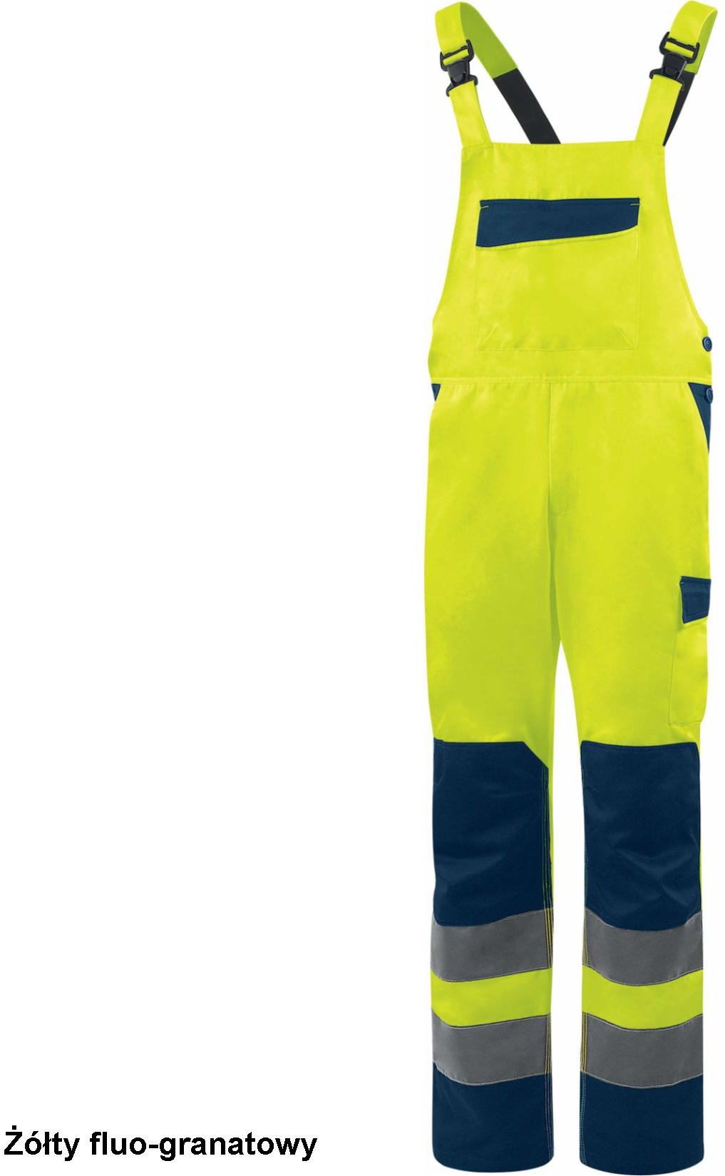 M1SA2HV - OGRODNICZKI ROBOCZE O WYSOKIEJ WIDOCZNOŚCI Z POLIESTRU I BAWEŁNY - żółty fluo-granatowy S