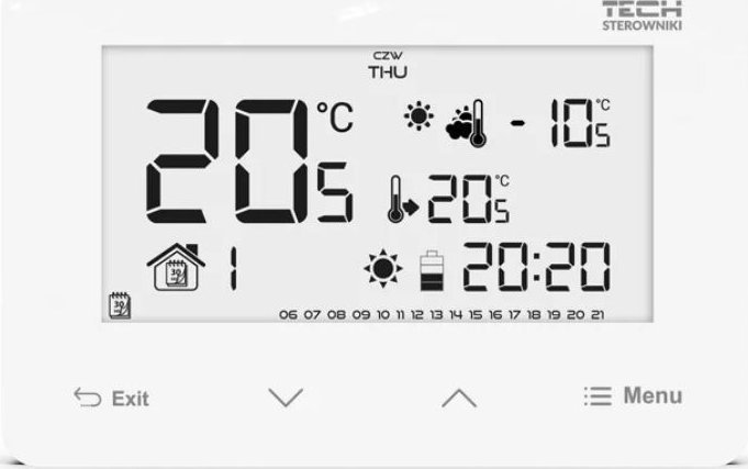 Tech Przewodowy regulator pokojowy ST293V3 dwustanowy (panel przedni ze szkła) biały