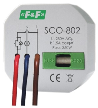 F&F Ściemniacz oświetlenia SCO-802 z pamięcią 230V AC 350W szary SCO-802