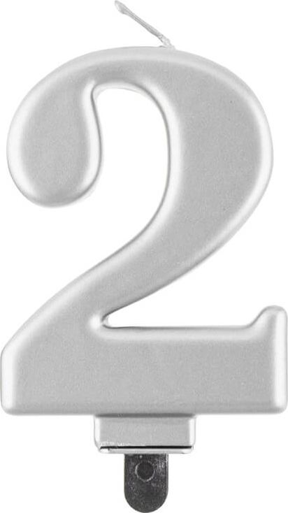 GoDan Świeczka urodzinowa "2" srebrna 8cm