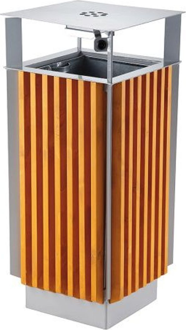 Meva Kosz miejski z popielnicą i wyjmowanym wkładem metal + drewno 65L