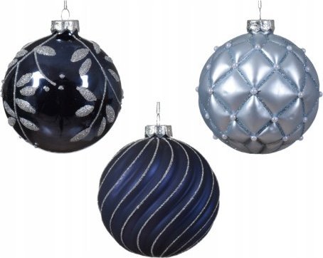 Kaemingk Bombka na choinkę szklana niebieska ozdobna 10cm 1szt