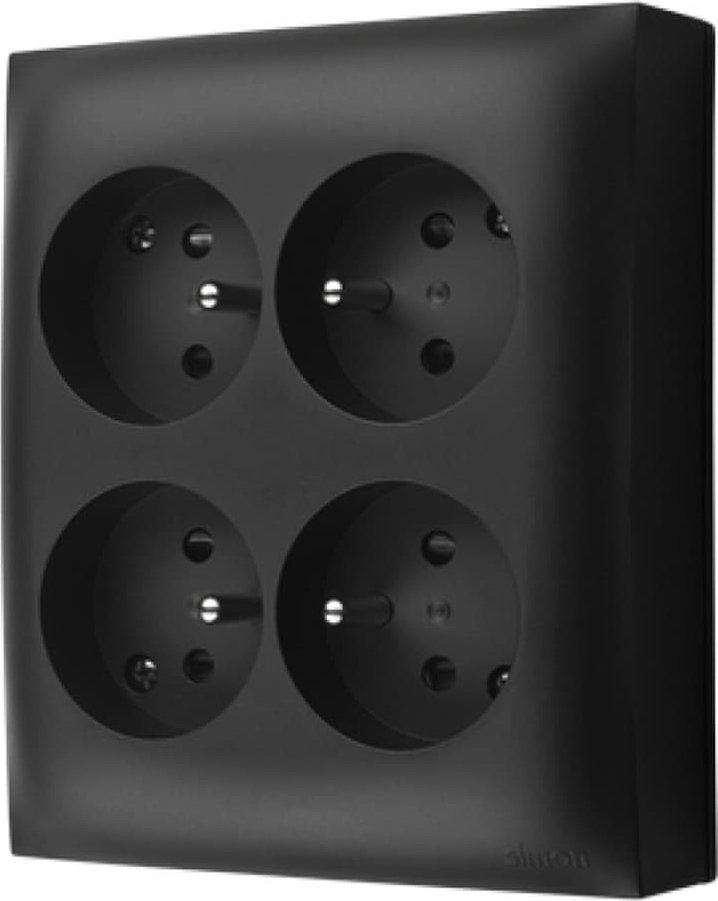 Kontakt-Simon Simon Aquaclick Gniazdo IP20, 4-krotne z uziem. czarny ACGZN4/49