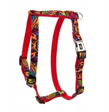 Barry King Szelki dla psa, wzór Picasso, taśma polipropylenowa, 20mm/50-80cm czerwone