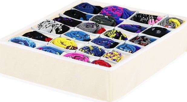 Springos Organizer do szuflady na bieliznę z 24 przegródkami beżowy UNIWERSALNY