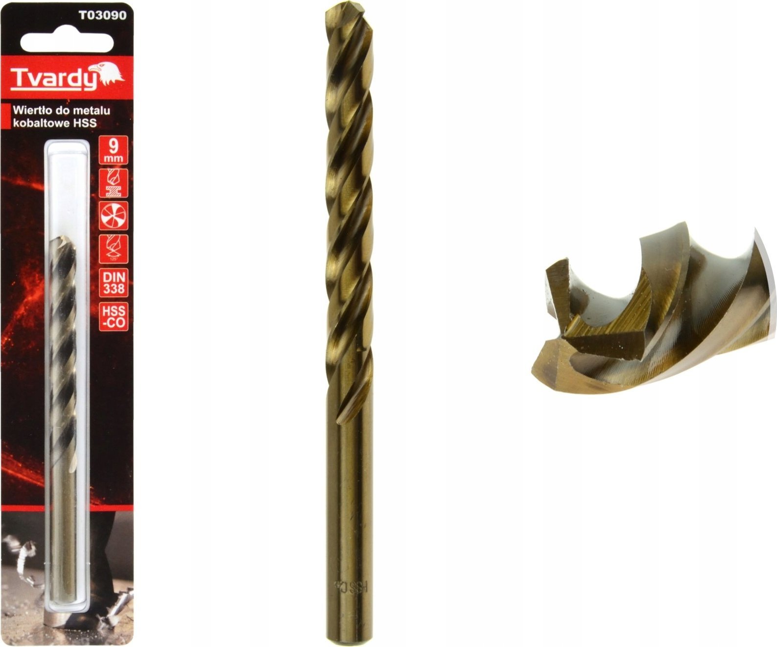 Wiertło Tvardy Wiertło do metalu kobaltowe HSS M35 9 mm (1/48/192)