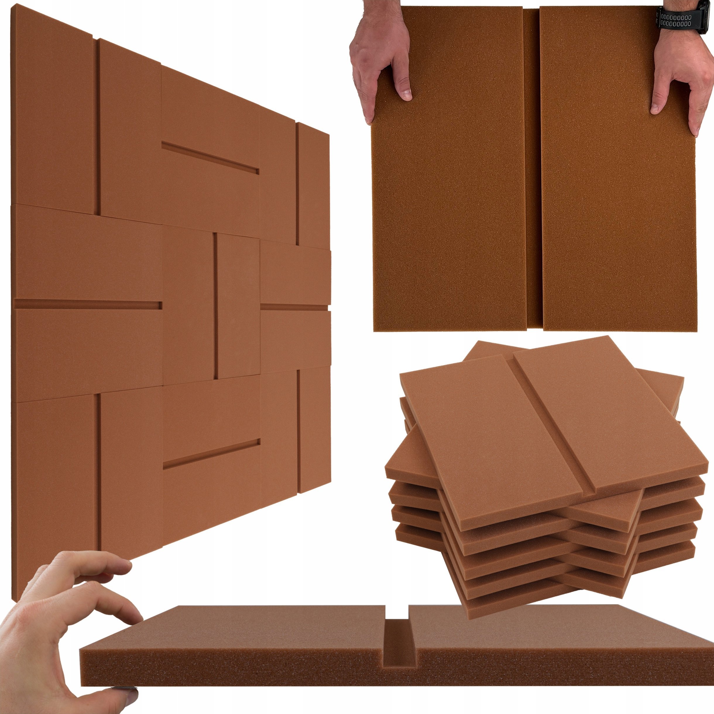 Brązowa mata akustyczna Bitmat panel pianka wygłuszająca miękka na ścianę do wnętrz