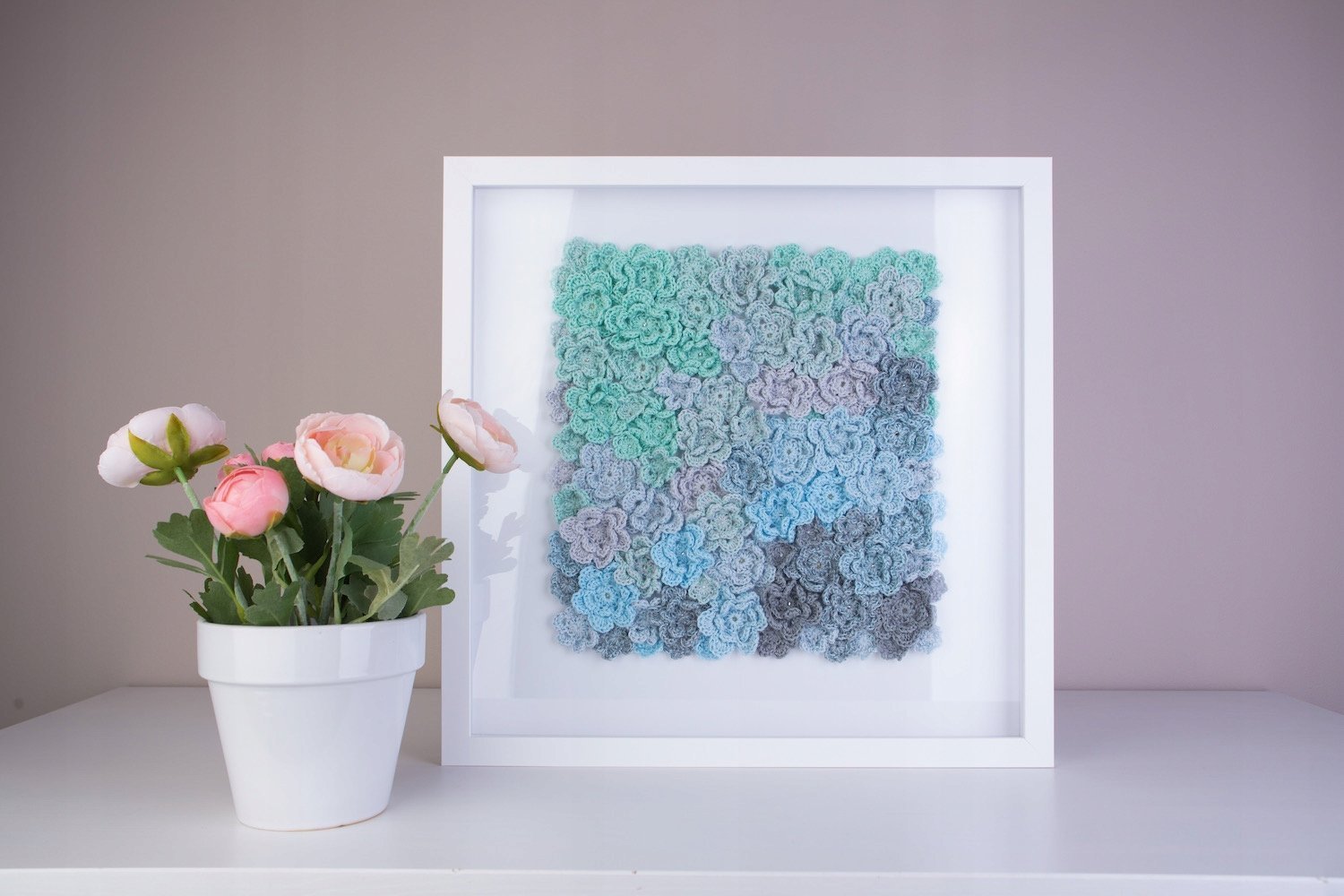 Obraz podświetlany - Kwiaty: mięta-błękit-popiel