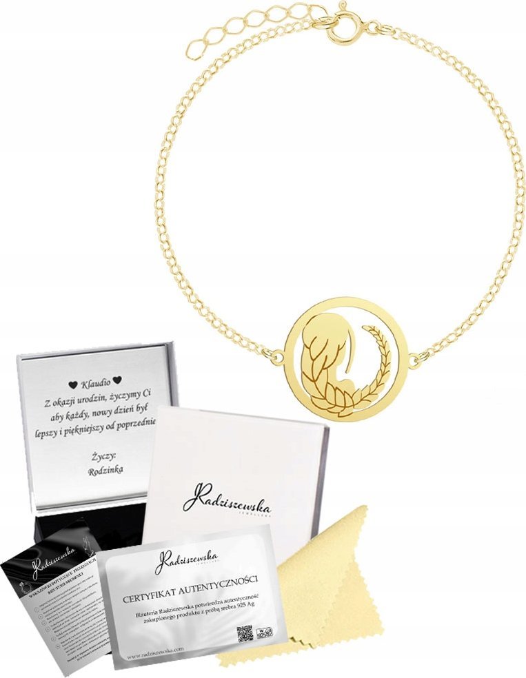 Radziszewska Jewellery Bransoletka Złota Znak Zodiaku Panna Łańcuszek 925 GRAWER DEDYKACJA GRATIS