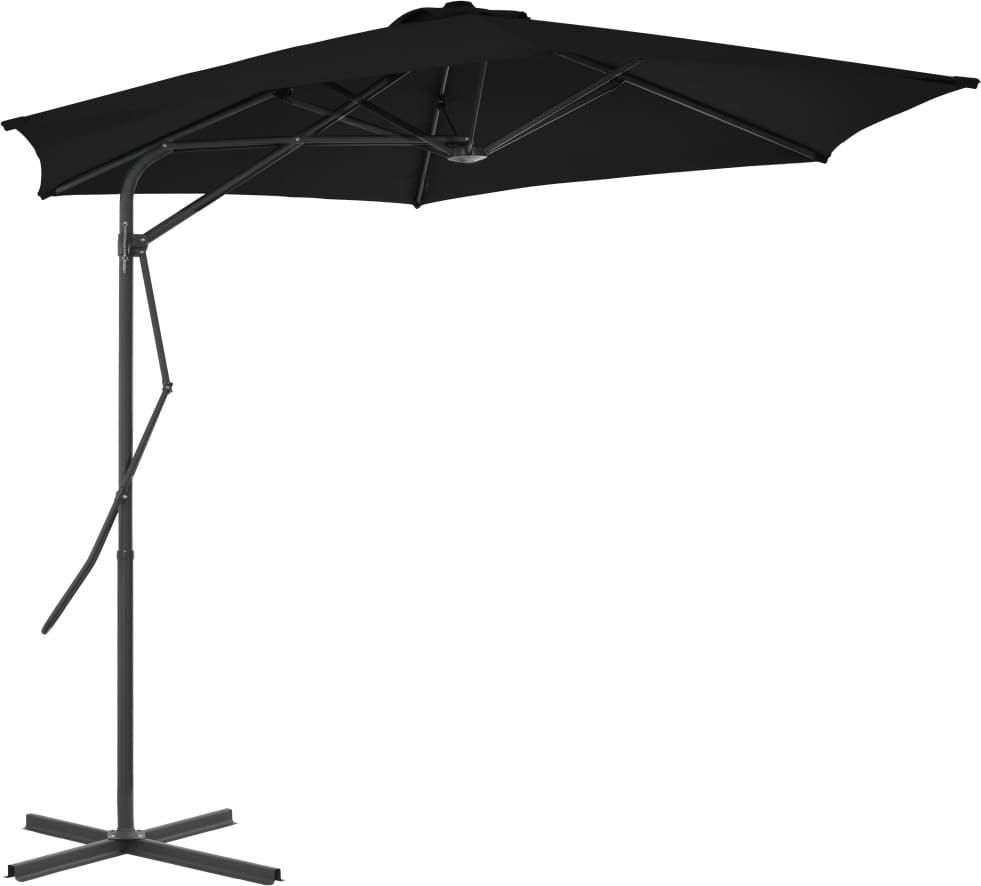 vidaXL VidaXL Parasol ogrodowy na stalowym słupku, czarny, 300x230 cm
