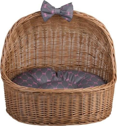 WickerPL ELSA WIKLINOWE OWALNE LEGOWISKO DLA ZWIERZĄT Z DACHEM BUDA DLA KOTA LEGOWISKO DLA PSA Z PODUSZKĄ 60X46 H16/48 CM