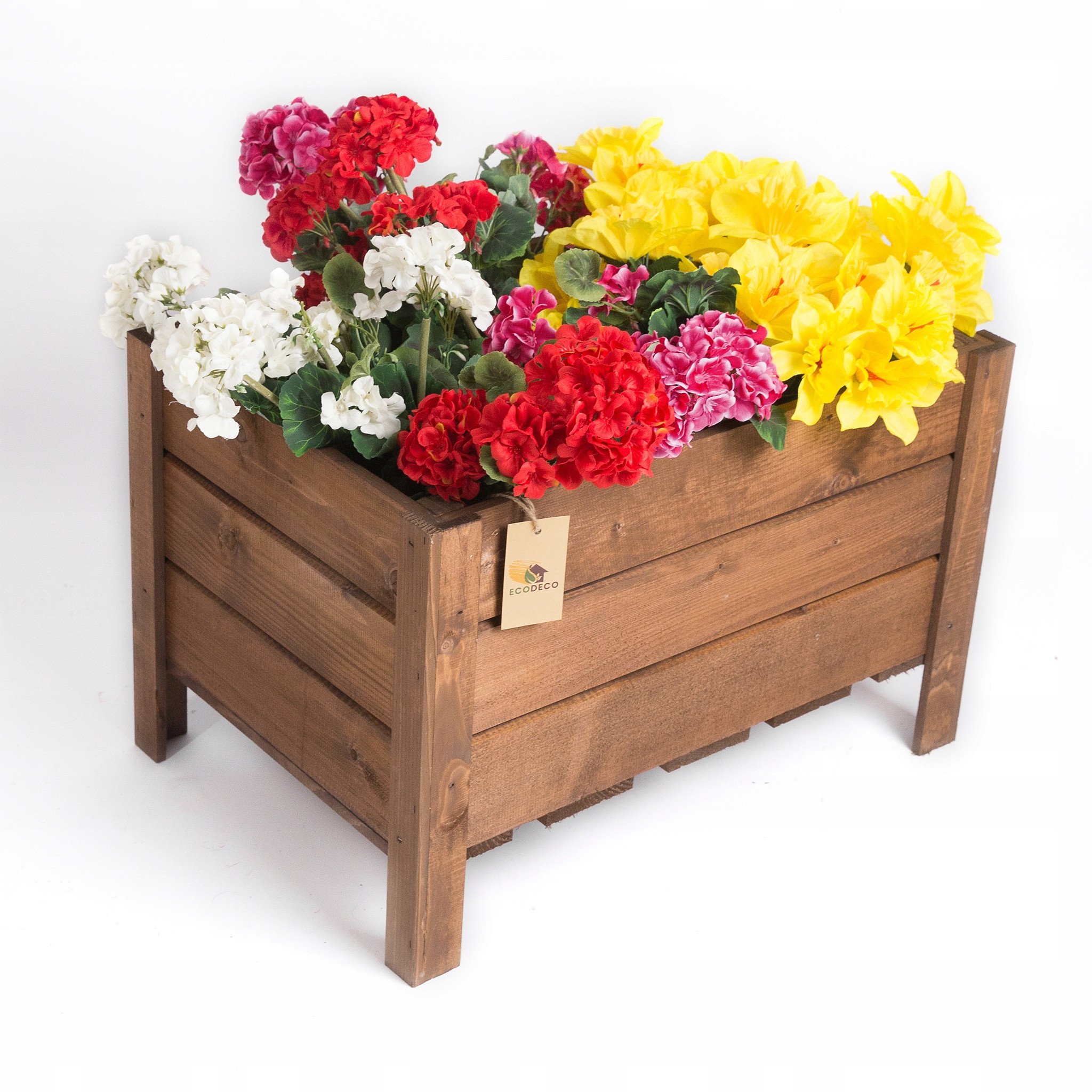 Kwietnik Skrzynia Donica Wkład Drewniana Brązowy Na Kwiaty Rośliny Doniczka