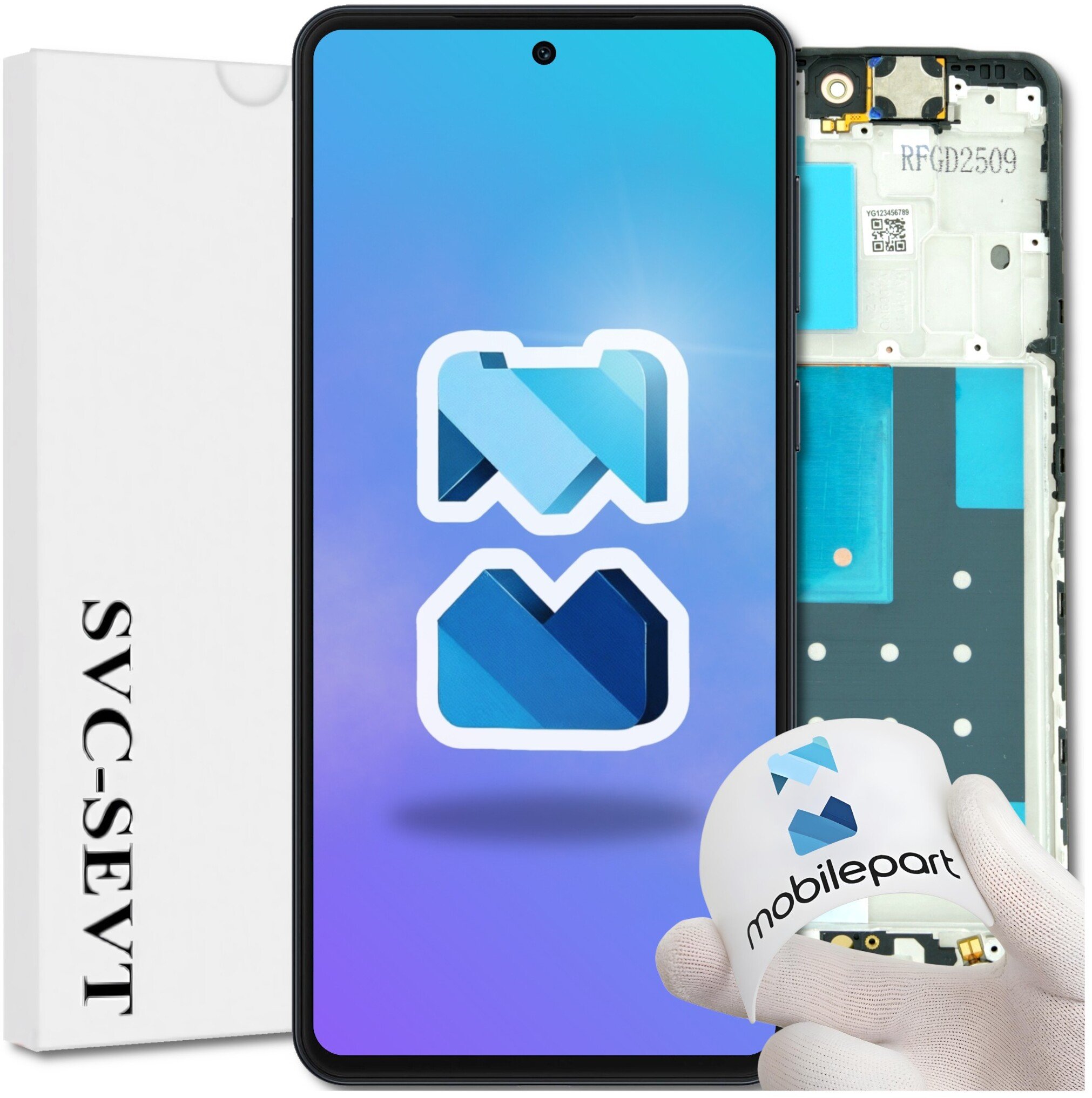 Mobilepart Wyświetlacz do Samsung Galaxy M55 5G LCD SM-M556B Ramka Oryginał