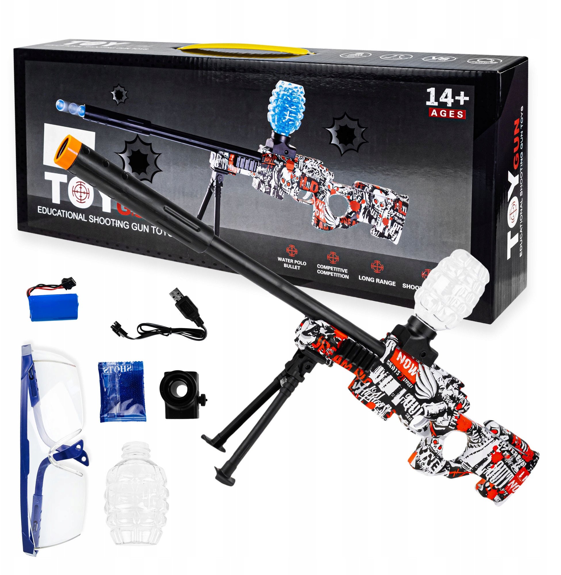 Pistolet Karabin Snajperski Automatyczny Duży Elektryczny Na Kulki Żelowe