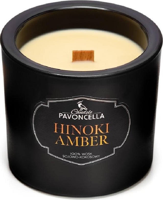 Świeczka sojowa Hinoki Amber czarna 170g