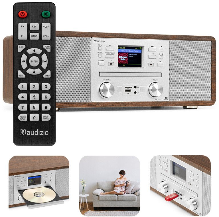 Radioodtwarzacz Avola CD/BT/DAB+/WIFI brązowy Audizio one size