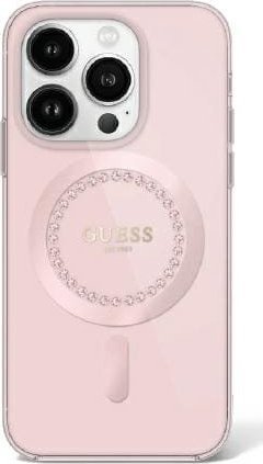 Guess Guess GUHMP16LPFTDTEP iPhone 16 Pro 6.3" różowy/pink hardcase IML Rhinestones MagSafe