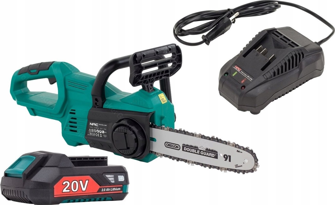 Piła łańcuchowa NAC CB-25-BL-LI-20V 20 V 25 cm + akumulator 2.0 Ah + ładowarka