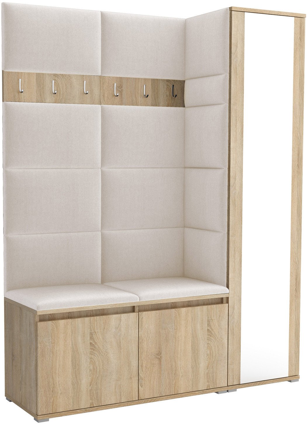 Tapicerowana garderoba Noris VII z lustrem - kolor sonoma + tkanina Trinity 01