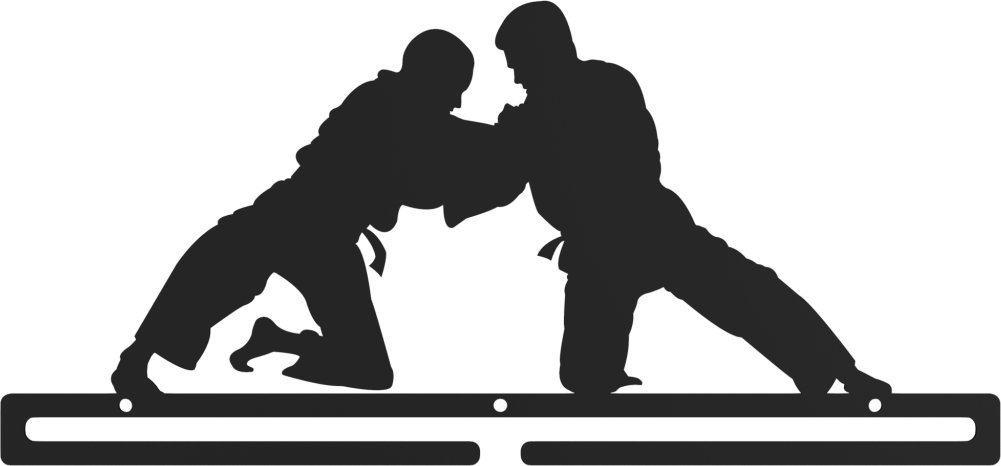MT3CH Duży metalowy wieszak na medale medalówka JUDO JU-JITSU ZAPASY SPORTY WALKI czarny