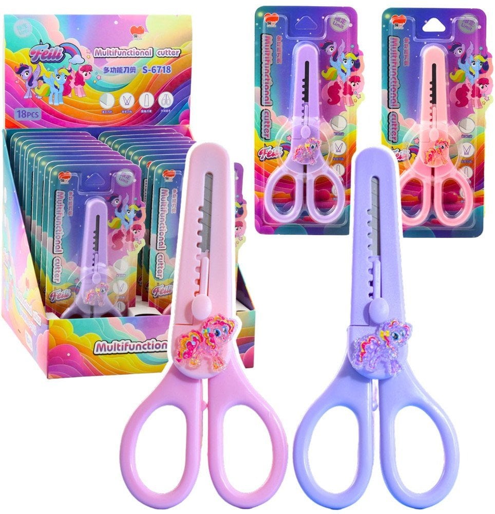 Nożyczki Dziecięce Z Osłonką Ozdobny Konik Mix 14cm LEAN