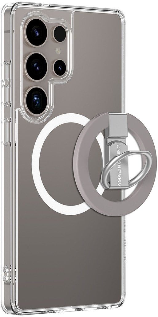 Etui silikonowe AMAZINGTHING Minimal Mag Case z pierścieniem magnetycznym i ringiem magnetycznym do Samsung Galaxy S25 Ultra - przezroczyste