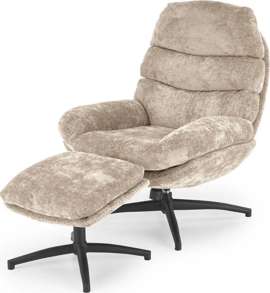 Fotel DARIO beżowy z podnóżkiem HALMAR