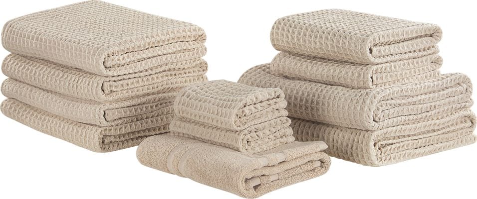 Beliani Komplet 11 ręczników bawełniany beżowy ATAI