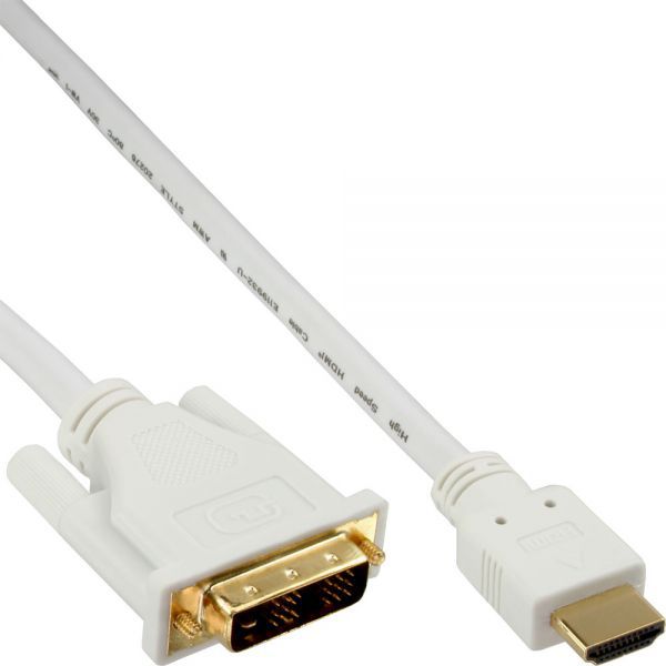 Kabel InLine HDMI - DVI-D 3m biały (17663U)