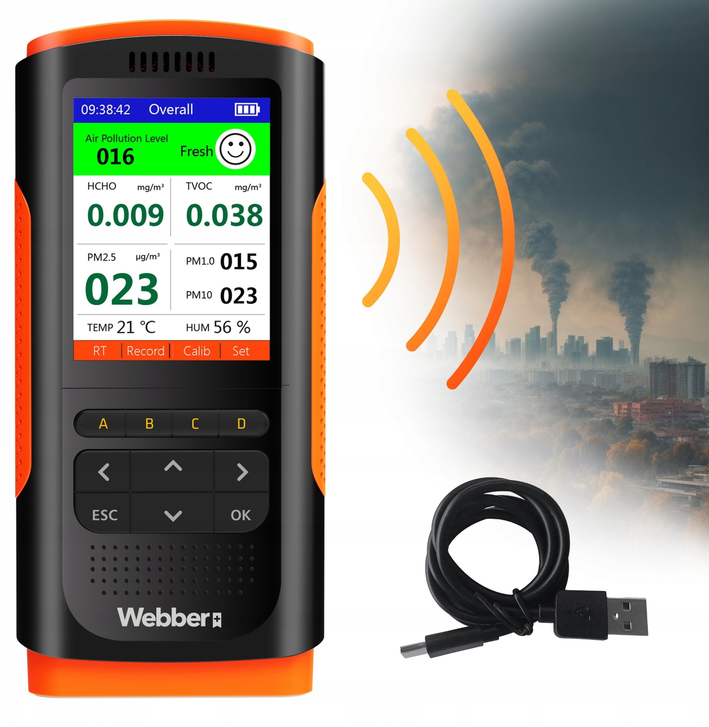 Stacja Jakości Powietrza UP900 7w1 PM2.5 PM10 HCHO TVOC USB Webber