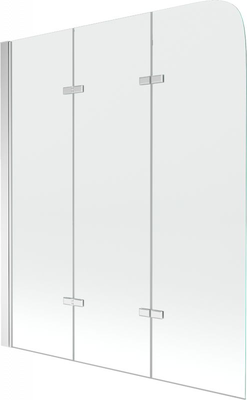 Parawan nawannowy Mexen Felix 3-częściowy szkło przejrzyste, profil chrom