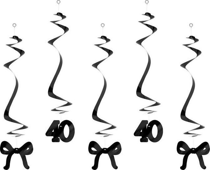 Świderki 40 z kokardkami czarne 50cm 5szt