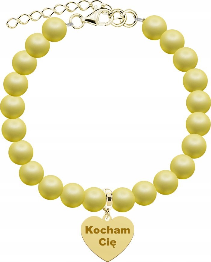 Radziszewska Jewellery Złota Bransoletka z Pereł Serce Prezent 925 na Dzień Matki Grawer Życzenia