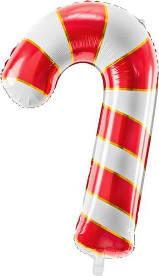 PartyDeco Balon foliowy Cukrowa laska, 50x82cm, czerwony one size