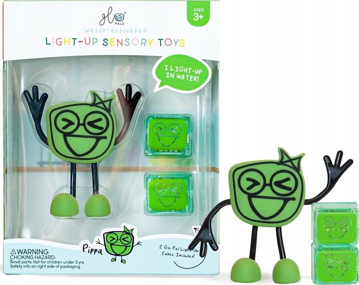 Duronic Glo Pals, Postać do kąpieli Pippa - zestaw z dwiema kostkami sensorycznymi świecącymi w wodzie